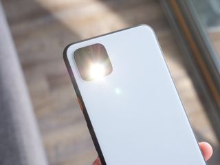 Pixel 4 XL with the flashlight turned on