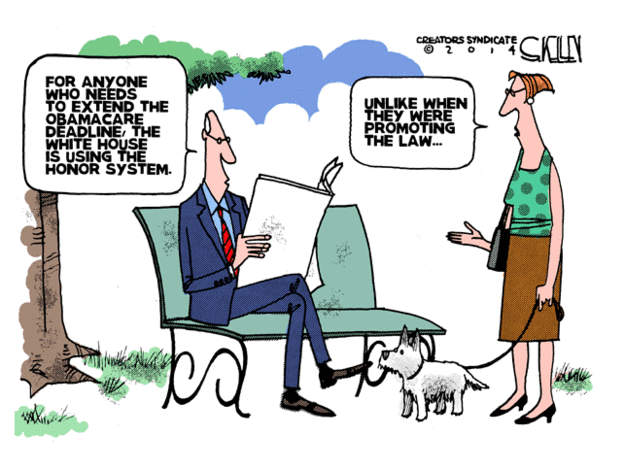 Obama cartoon ObamaCare extension