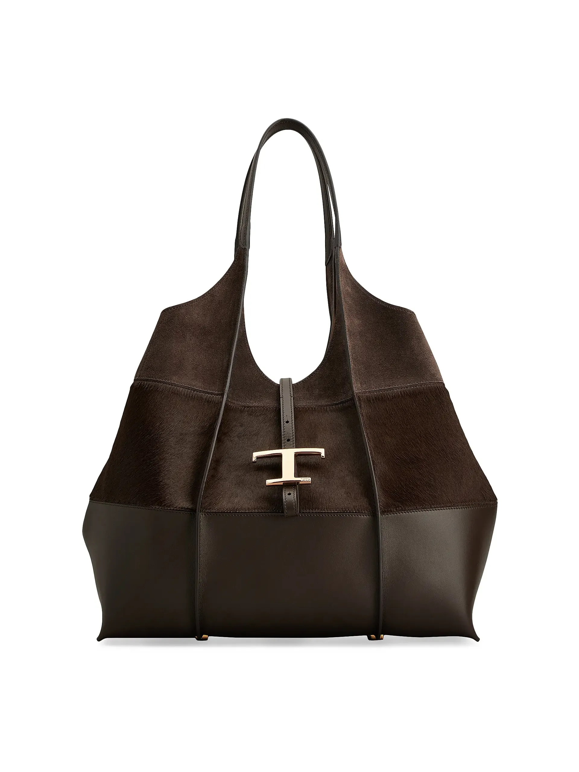 Medium T Timeless Calf Hair &amp; Suede Shopper Tote Bag