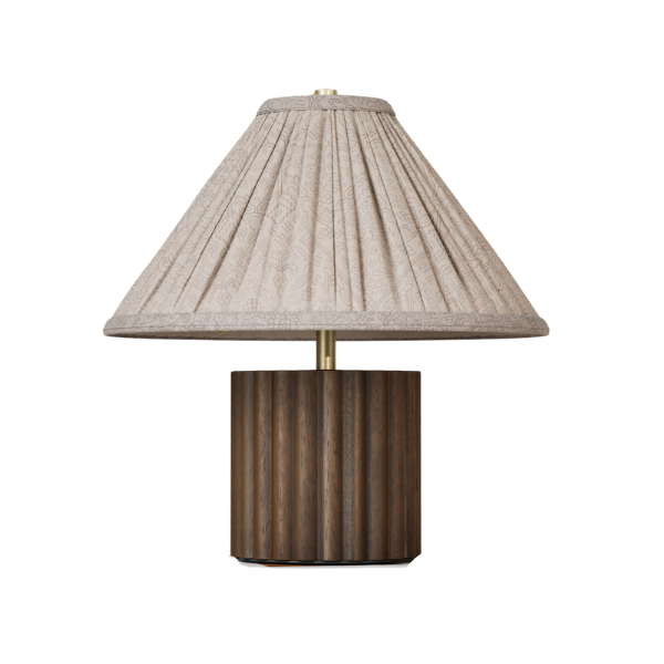 Wood Ribbed Round Table Lamp