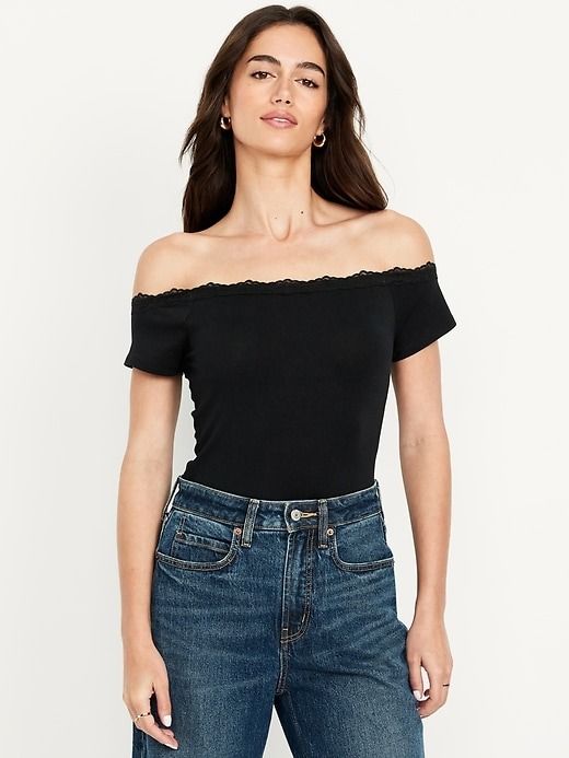 Old Navy Off-Shoulder Lace-Trim Top