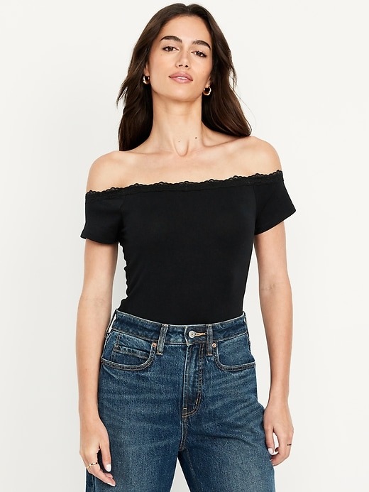 Old Navy Off-Shoulder Lace-Trim Top