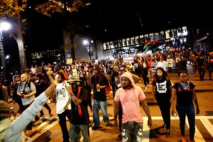 Protesters in Charlotte on Thursday night.