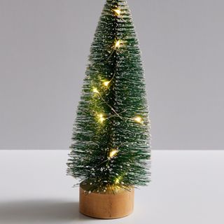 9-Inch LED Flocked Bottle Brush Tree