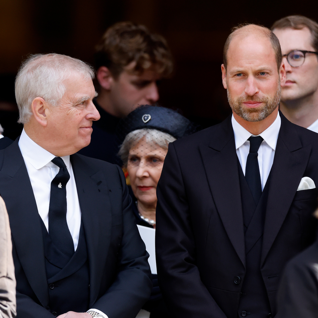 Prince William and Prince Andrew at the Duchess of Kent's funeral