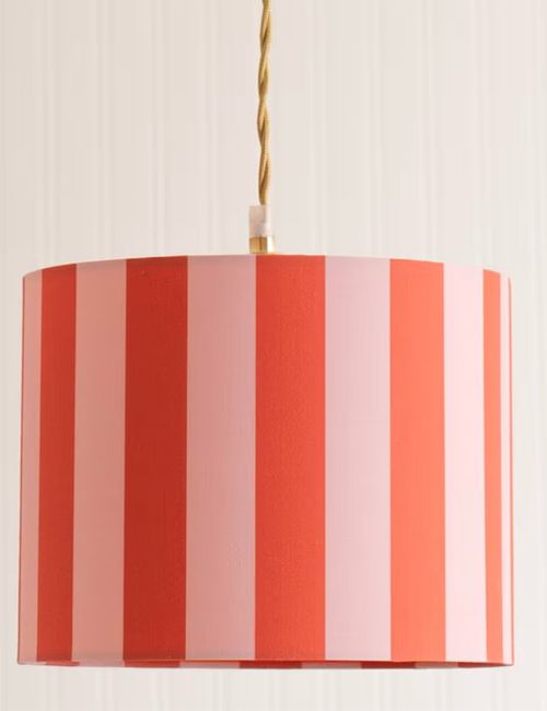Callie Orange & Pink Stripe Small Fabric Drum Lamp Shade