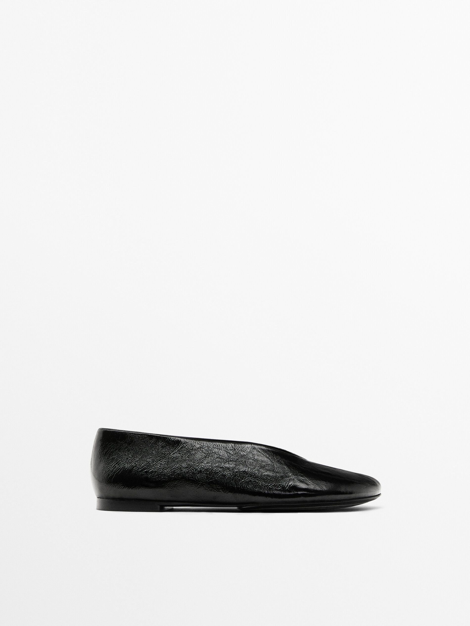 Shiny Soft Leather Ballet Flats