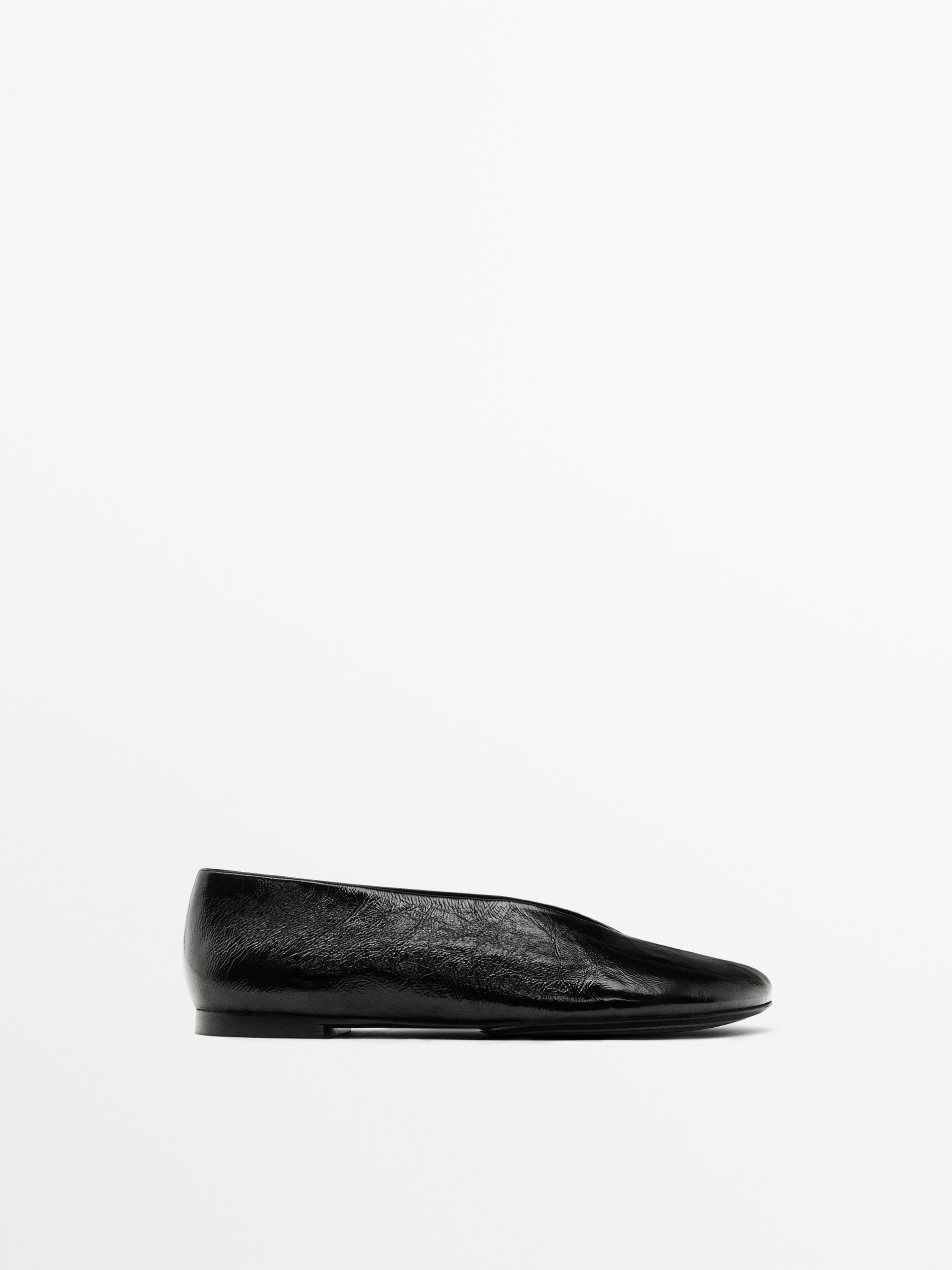 Shiny Soft Leather Ballet Flats