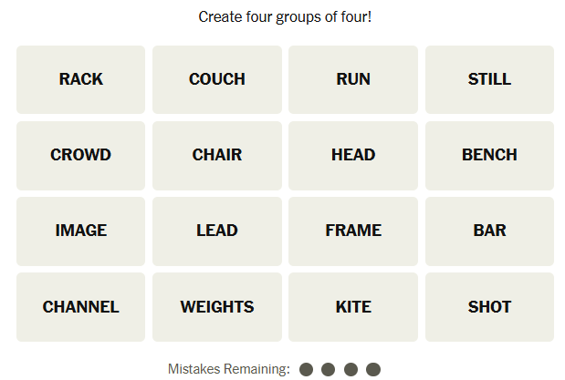 The New York Times Connections puzzle on March 22, 2026