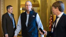 Senate Majority Leader John Thune (R-S.D.) before Sunday shutdown vote