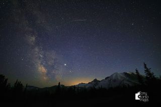 A meteor, Jupiter and the Milky Way galaxy light up the night sky above the snow-capped Mount Rainier in Washington state in this stunning image by astrophotographer Tony Corso. He captured the photo during the peaks of two dueling meteor showers, the Southern Delta Aquariids and the Alpha Capricornids on July 29.