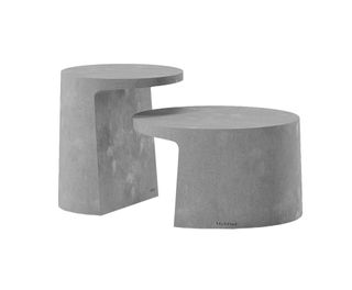Pair of grey concrete side tables for outdoor use