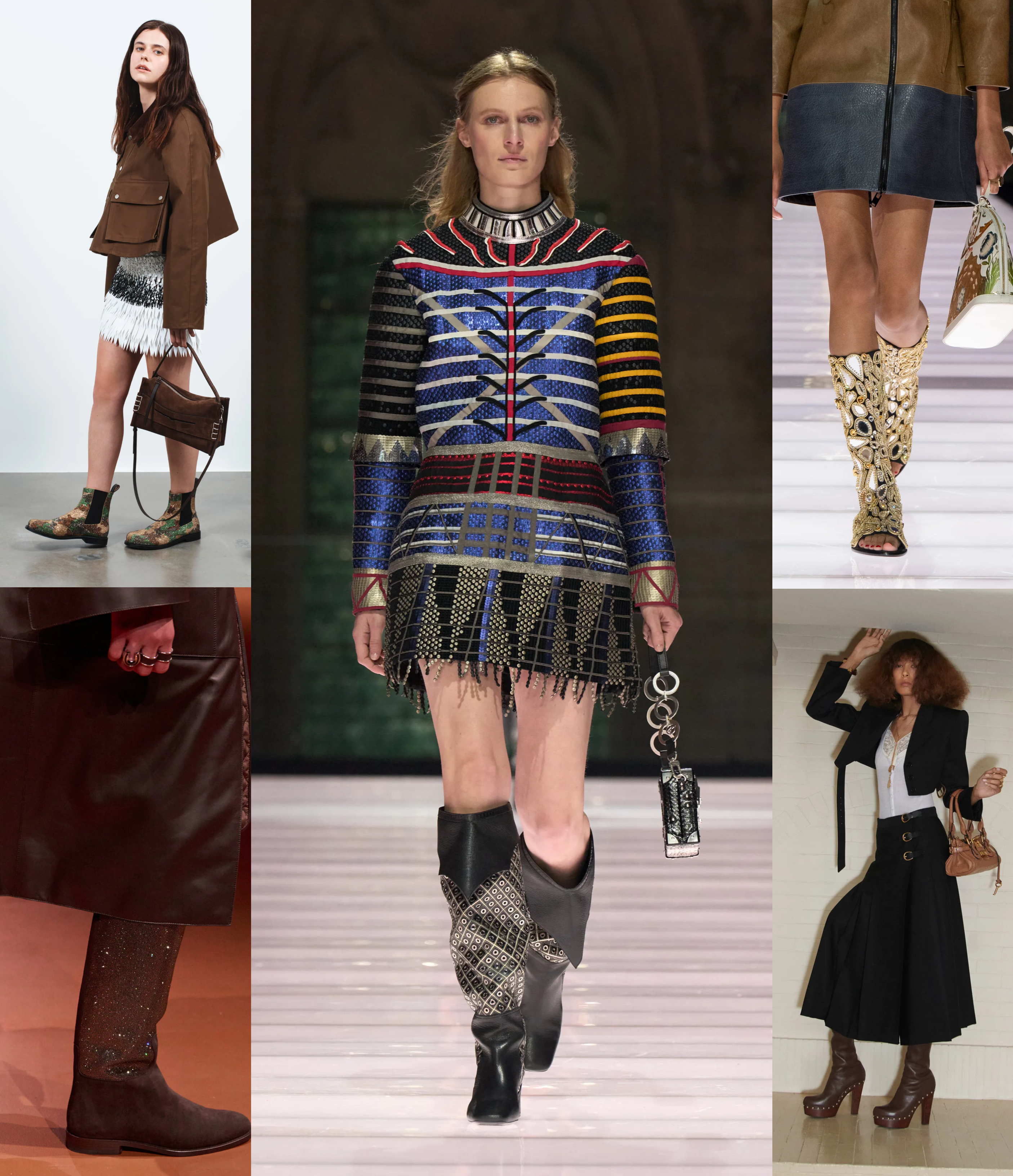 winter boots sparkle trend at JW Anderson, Herm&amp;egrave;s, Louis Vuitton, and Chlo&amp;eacute; Resort 2026
