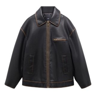 Mango Worn leather effect jacket