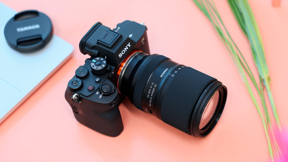 Tamron 25-200mm F/2.8-5.6 Di III VXD G2 on a peach-colored surface