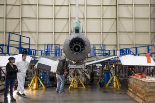 A General Electric Aviation F414-GE-100 engine was installed on NASA’s quiet supersonic X-59 aircraft, at Lockheed Martin’s Skunk Works facility in Palmdale, California. 