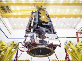For the first time ever, testing teams at Northrop Grumman in Redondo Beach, California carefully lifted the fully assembled James Webb Space Telescope in order to prepare it for transport to nearby acoustic and vibration testing facilities. 