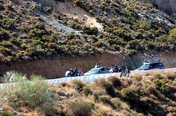 Cunego comes up the climb.