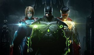 supergirl, batman and superman pose in injustice 2
