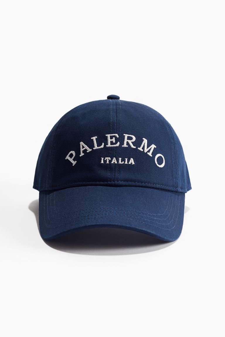 Embroidered-Motif Twill Cap