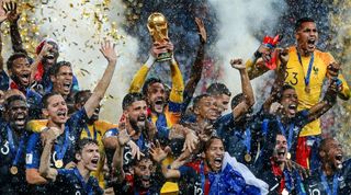 World Cup winners: France goalkeeper and captain Hugo Lloris lifts the trophy during the 2018 FIFA World Cup Russia Final between France and Croatia at Luzhniki Stadium on July 15, 2018 in Moscow, Russia.