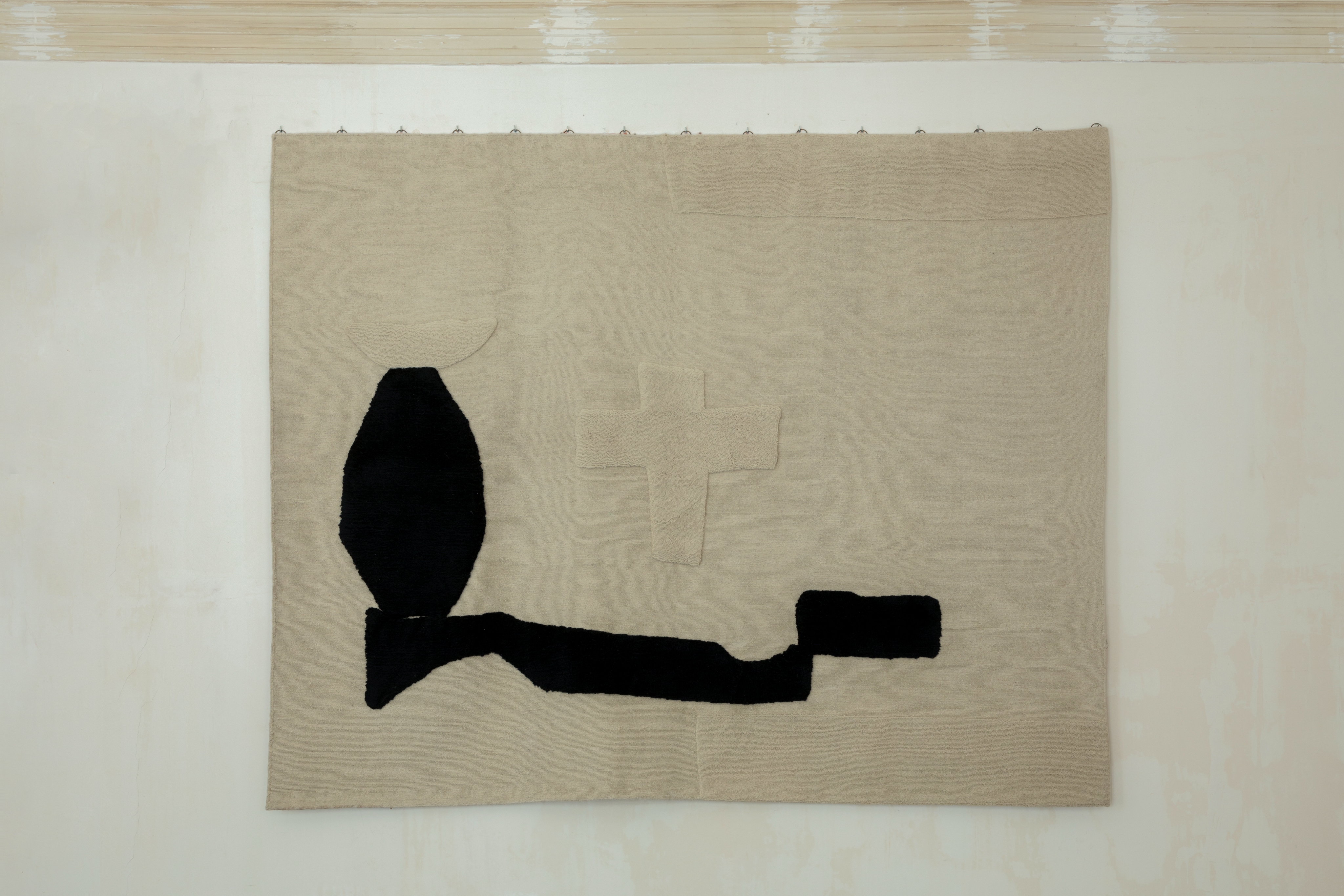 Black and white textile hanging object