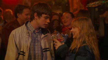 Angourie Rice and Spike Fearn look at each other in Finding Emily. 
