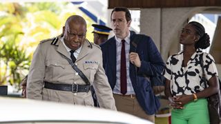 Death in Paradise - the Commissioner, Neville and Naomi