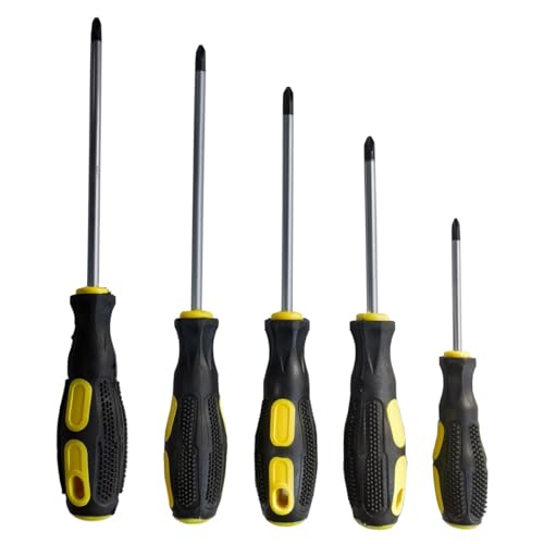 Phillips Screwdriver Set (5 Pack) - Magnetic Tips, Soft Grip, Standard &amp;amp; Precision Sizes