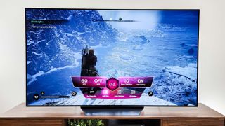 LG B3 OLED on table in living room