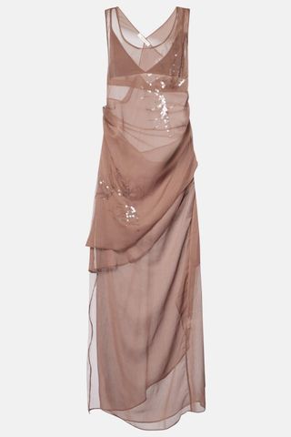 Jacques Wei Draped Sequined Tulle Dress