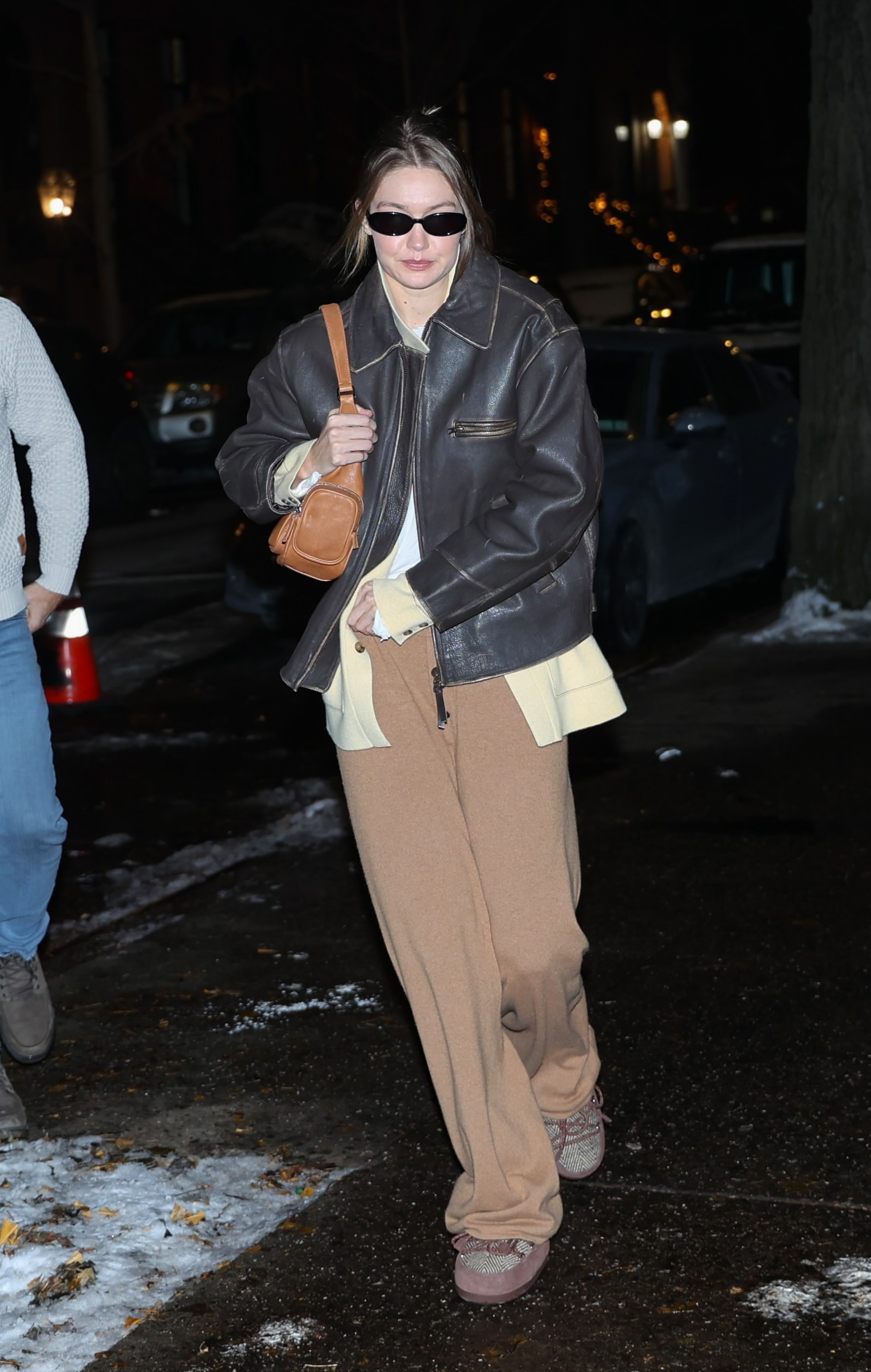 NEW YORK, NY - DECEMBER 16: Gigi Hadid is seen filming a commercial for "GQ Bowl x Tom Browne" on December 16, 2025 in New York City.