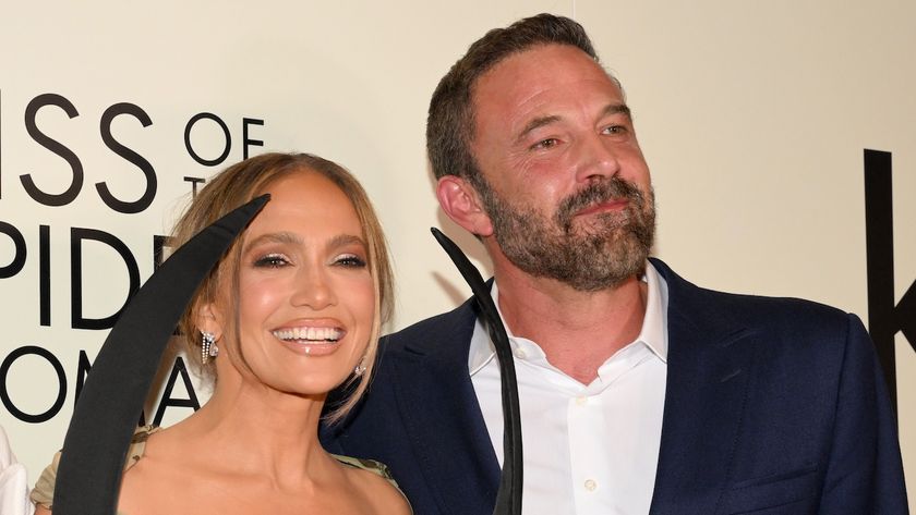 JLo and Ben Affleck smiling at the premiere of Kiss of the Spider Woman 