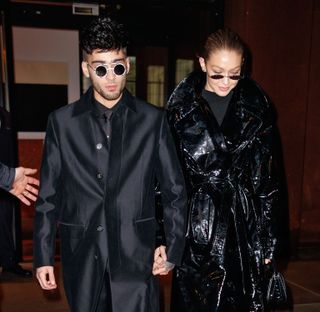 Zayn Malik and Gigi Hadid in all black outfits and sunglasses in New York City in January 2018