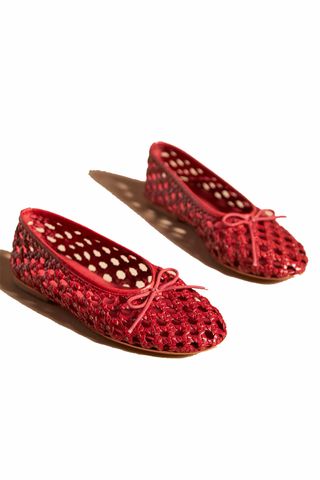 red anthropologie ballet flats