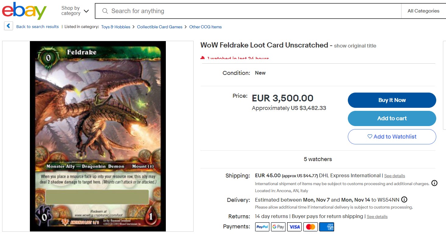 Feldrake from WoW on Ebay