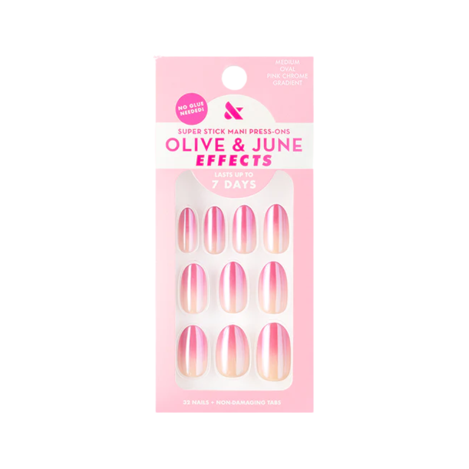 Olive &amp;amp; June pink chrome gradient press ons.