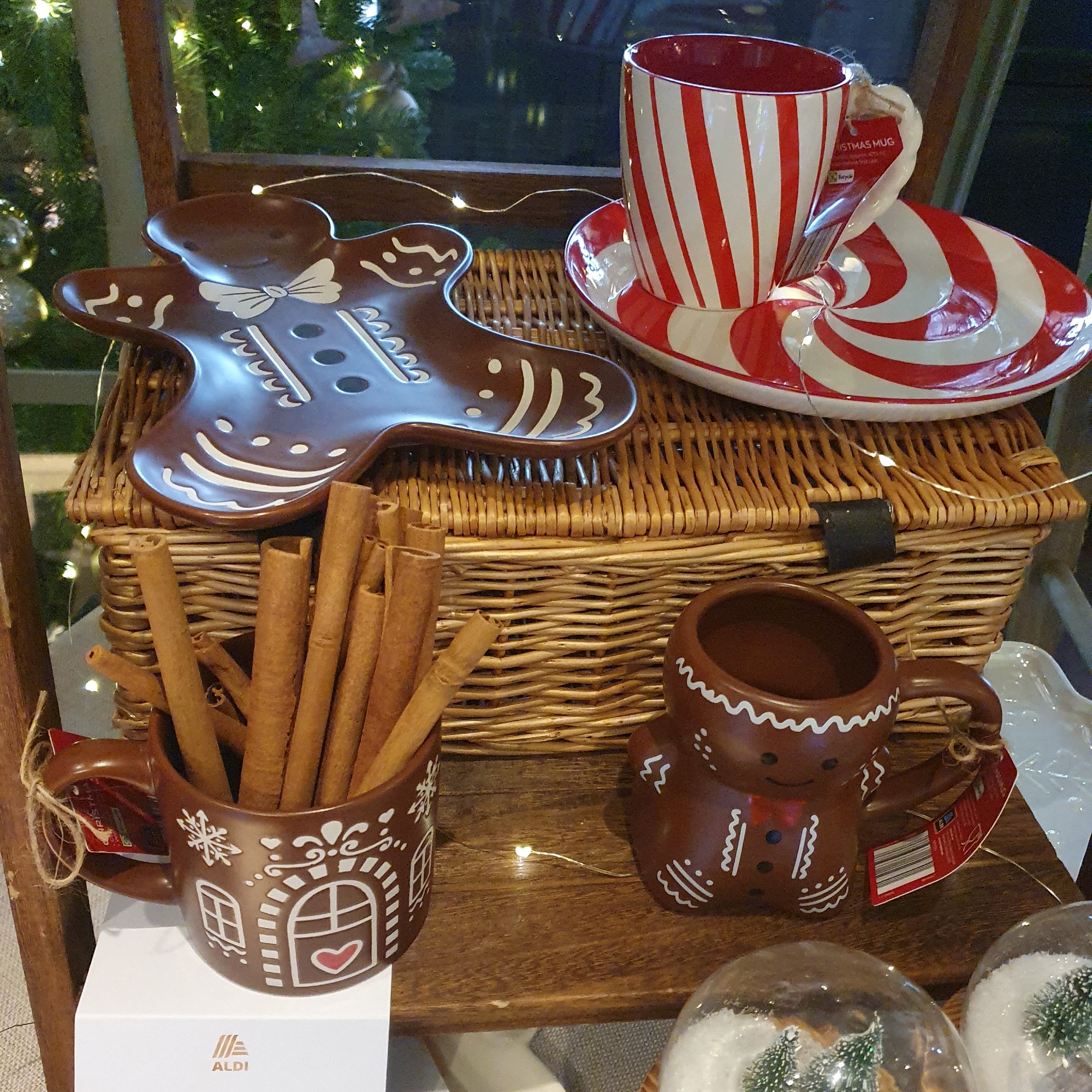 Aldi's gingerbread-style tableware displayed at the retailer's Christmas press preview for 2026
