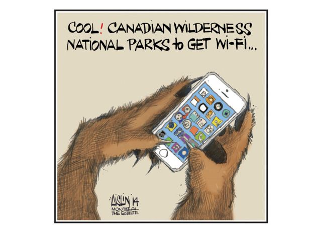 Editorial cartoon Canadian National Parks Wi-Fi