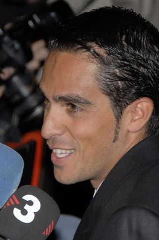 Alberto Contador is interviewed.