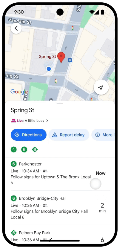 transit delay reporting in Google Maps