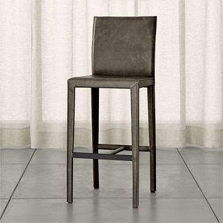 Folio Granite Grey Top-Grain Leather Bar Stool