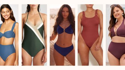 women wearing Quiet Luxury swimsuits Heidi Klein, Rigby & Peller, Melissa Odabash, Hunza G, Cupshe