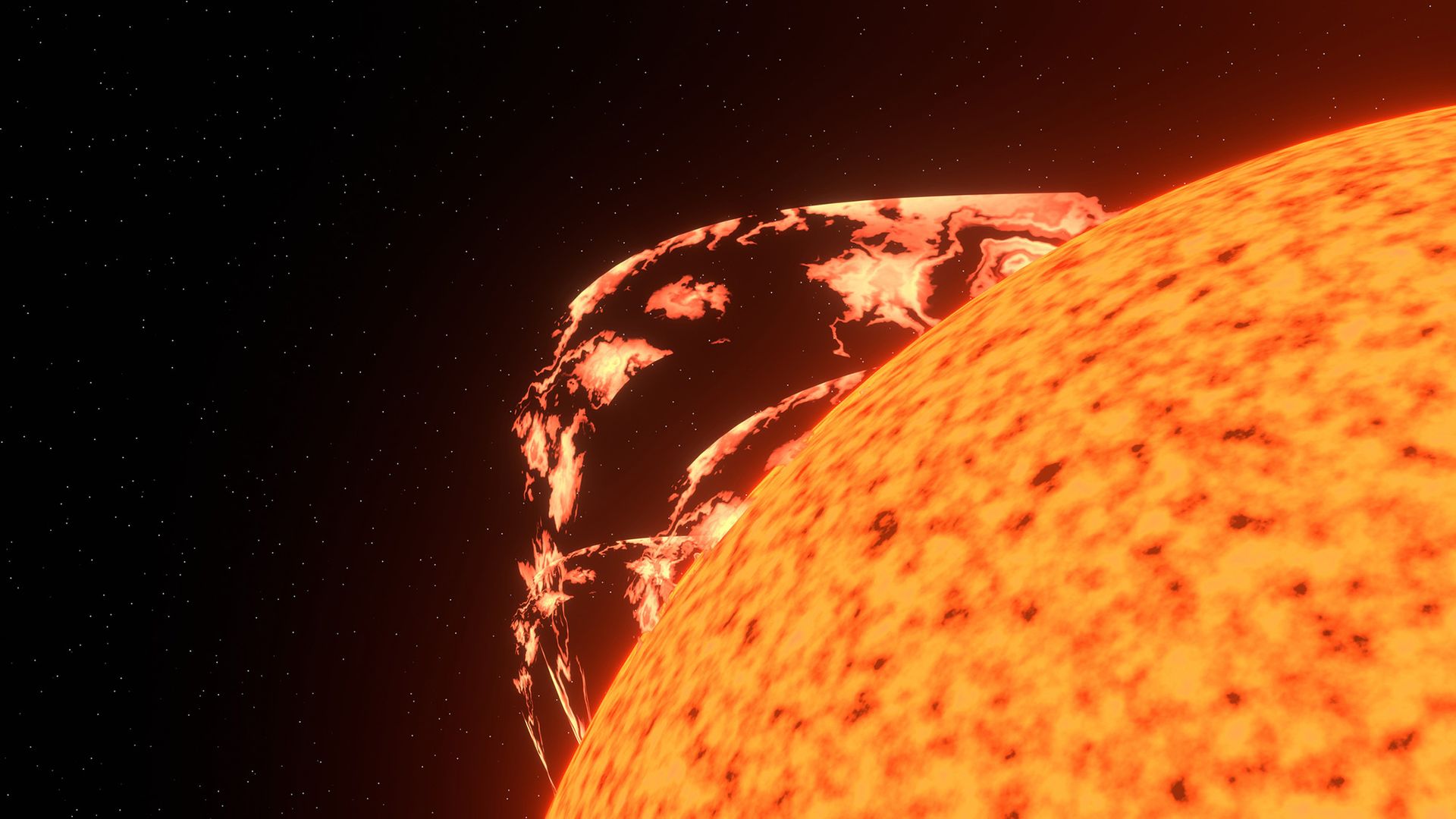 An illustration of a solar flare from the sun
