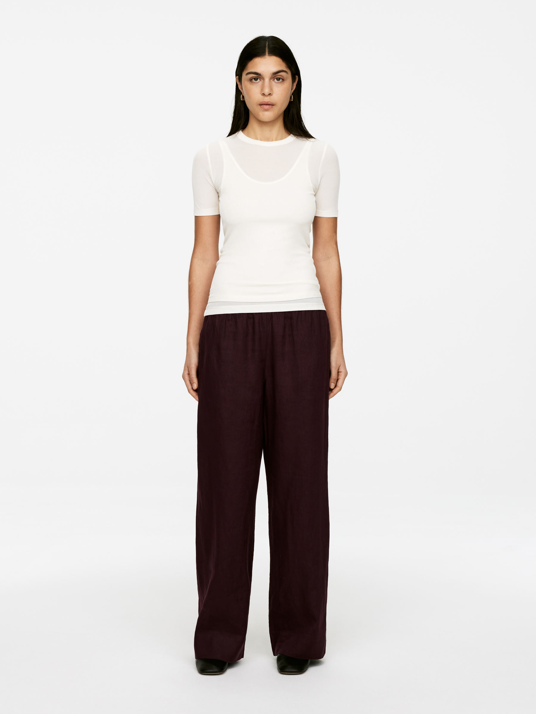 Linen Trousers 
 Dark Purple 
 Women 
 Arket Gb