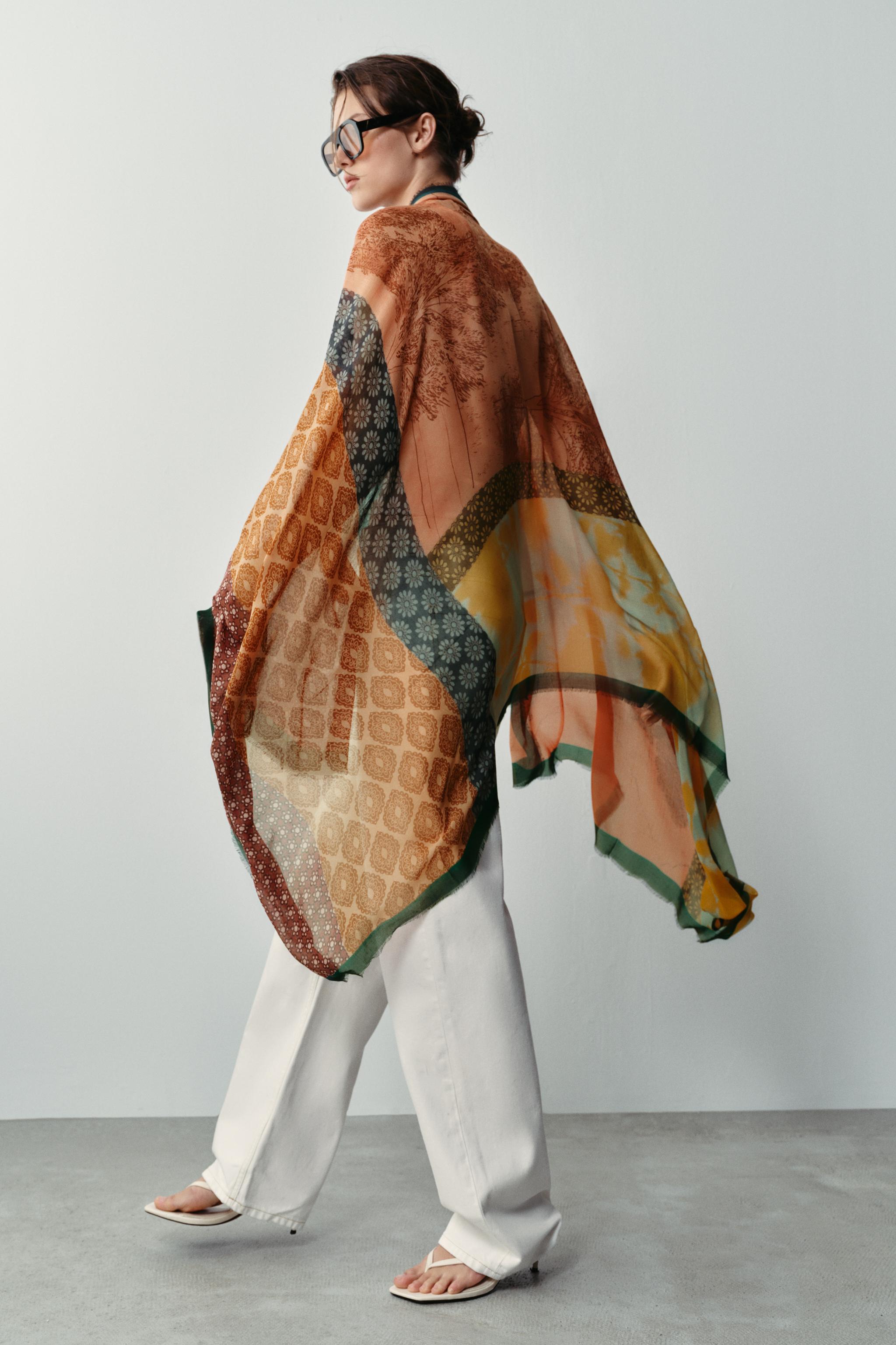 Modal Silk Printed Scarf - Multicolored - M