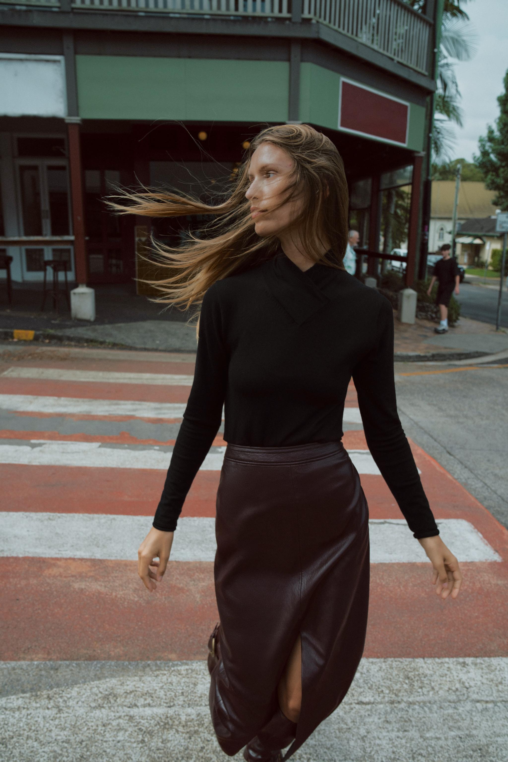 Wool Crossover High Neck Jumper