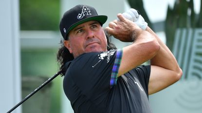 Pat Perez takes a shot at the 2022 Liv Golf Bangkok tournament at Stonehill