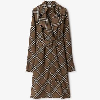 Check Silk Blend Trench Dress