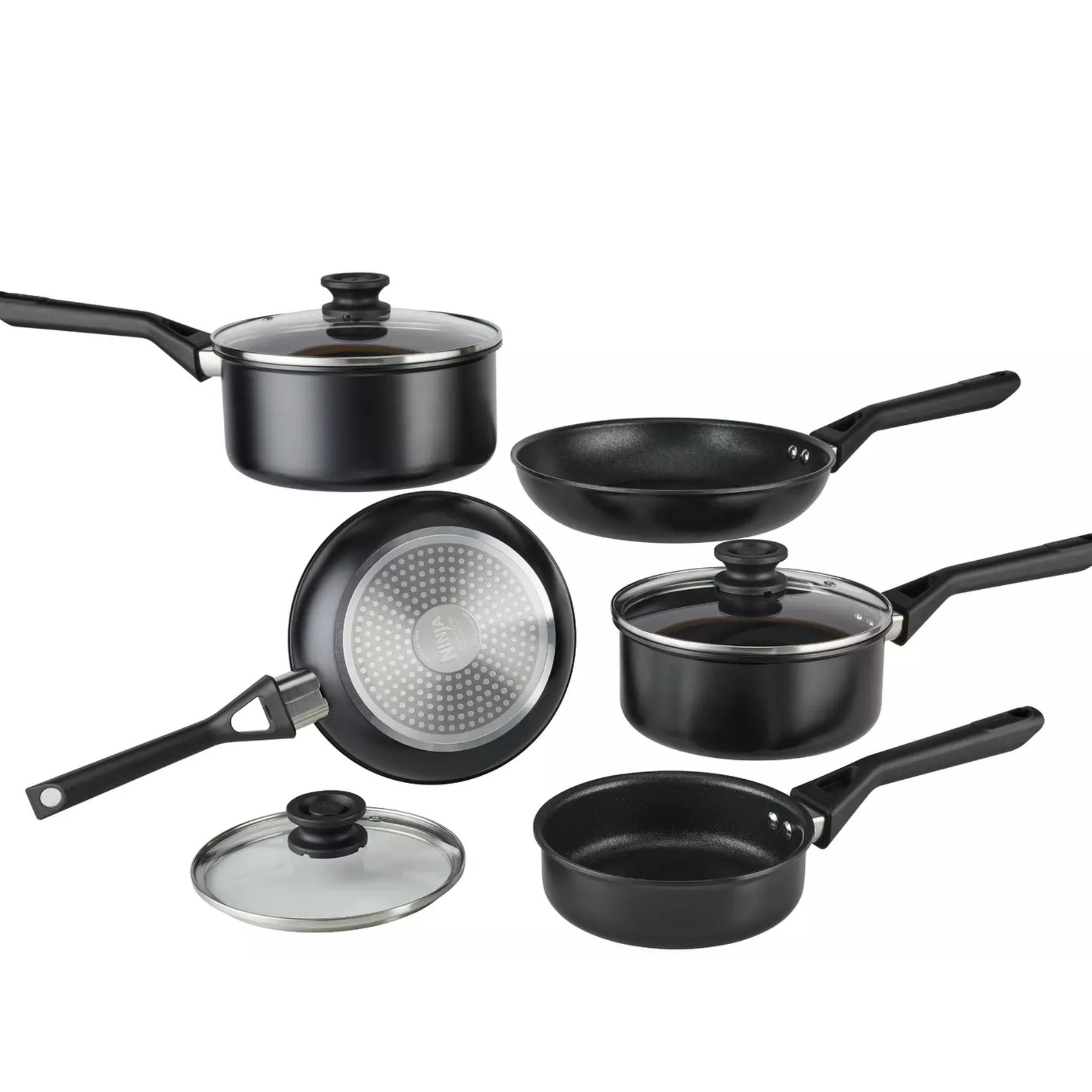 Ninja Zerostick Classic 5 Piece Aluminium Pan Set - Black